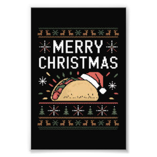 Lelijke Kerstmuts Lichtjes Kerstman Taco Kerstmis Foto Afdruk