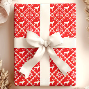 Lelijke Kerstmuts Rode Herten Cadeaupapier
