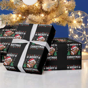 Lelijke Kerstmuts Stijl Kerstman American Football Cadeaupapier