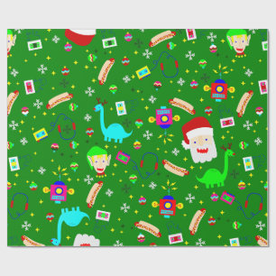 Lelijke kerstrobot Santa Claus hotdog dinosaurus Cadeaupapier