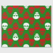 Lelijke kerstschedels rood wit groen cadeaupapier (Vlak)