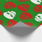 Lelijke kerstschedels rood wit groen cadeaupapier (Hoek)