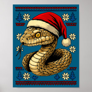 Lelijke Kerstslang Kerstman Hoed Poster