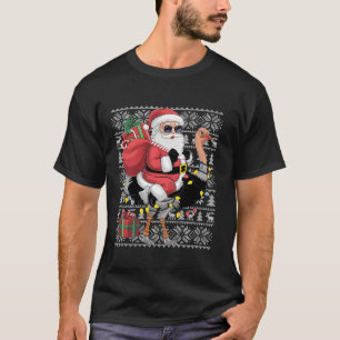 Lelijke kerststijl Santa Riding Struisvogel Kerstm T-shirt