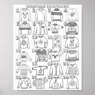Lelijke Kersttrui Advent Kerst Countdown Kleurboek Poster
