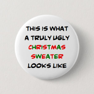 lelijke kersttrui , echt waar ronde button 5,7 cm