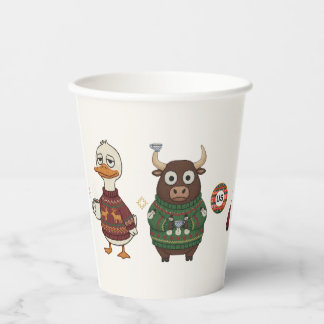 Lelijke Kersttrui Feest Characters Papieren Beker