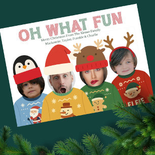 Lelijke Kersttrui Grappig Gezicht Gepersonaliseerd Feestdagenkaart