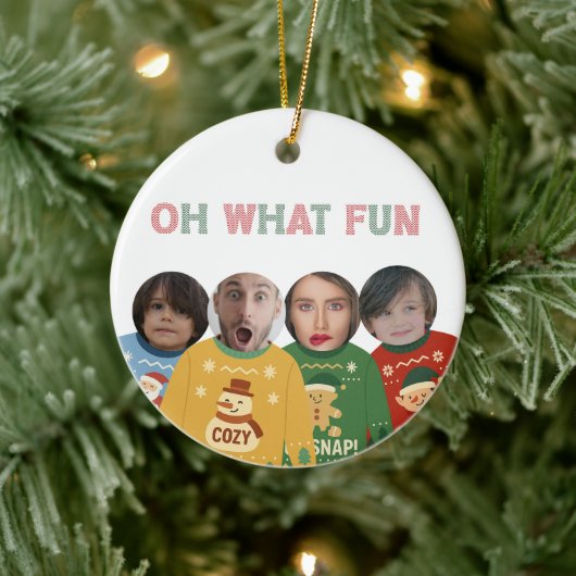 Lelijke Kersttrui Grappig Gezicht Gepersonaliseerd Keramisch Ornament (Boom)