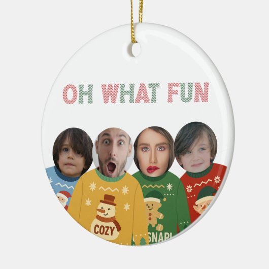 Lelijke Kersttrui Grappig Gezicht Gepersonaliseerd Keramisch Ornament (Links)