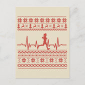 Lelijke kersttrui hartslag hardlopen briefkaart (Voorkant)