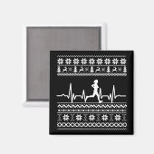 Lelijke kersttrui hartslag hardlopen magneet (Voorkant / Achterkant)