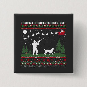 Lelijke Kersttrui Jacht Seizoen Kerstman Vierkante Button 5,1 Cm
