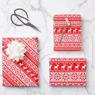  lelijke kersttrui Nordic Reindeer Inpakpapier Vel