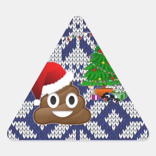lelijke kersttrui pover emoji driehoek sticker (Voorkant)