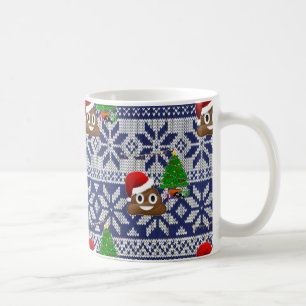 lelijke kersttrui pover emoji koffiemok