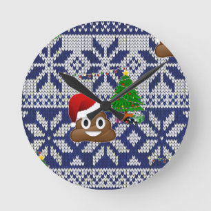 lelijke kersttrui pover emoji ronde klok