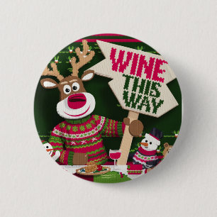 Lelijke Kersttrui Rendieren en vrienden Ronde Button 5,7 Cm