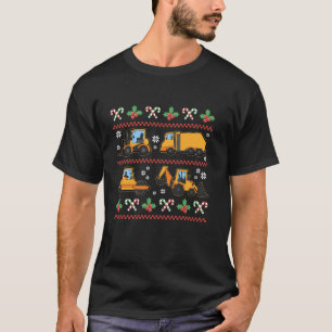 Lelijke Kersttrui Stijl Graafmachine Bulldoze T-shirt