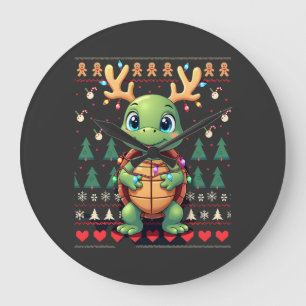 Lelijke Kersttrui Stijl Verlichting Schildpad Kers Grote Klok