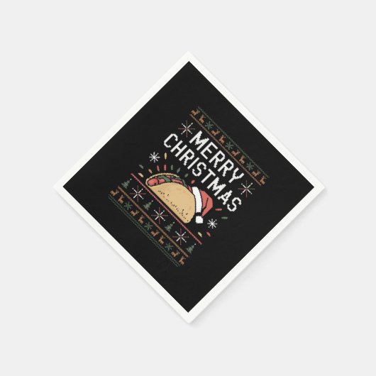 Lelijke kersttrui verlicht kerstman taco kerst servet (Hoek)