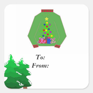 Lelijke Kersttrui Vierkante Sticker