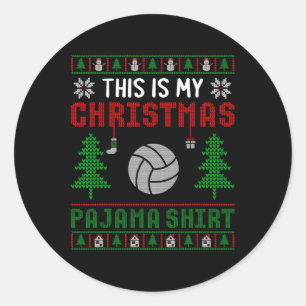 Lelijke kersttrui volleybal Dit is mijn kerst Ronde Sticker