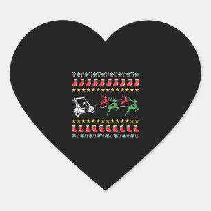 Lelijke Kersttrui voor Golfer Golf Hart Sticker
