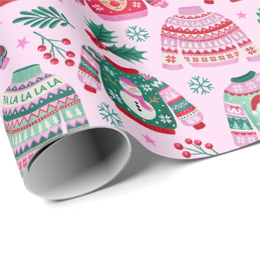 Lelijke kersttruien met kerstman en rendier cadeaupapier (Rol Hoek)