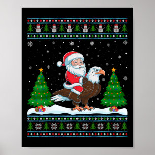 Lelijke kerstverlichting boom Santa Riding Eagle K Poster