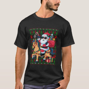 Lelijke kerstverlichting Grappig Kerstman Rijdend T-shirt