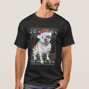 Lelijke kerstverlichting Santa Hat American Bulldo T-shirt