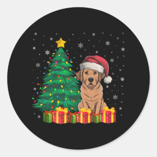 Lelijke Labrador Santa Hat Christmas Lights Honden Ronde Sticker