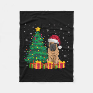 Lelijke Mastiff Santa Hat Christmas Lights Hondenl Fleece Deken