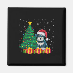 Lelijke Miniatuur Schnauzer Santa Hat Kerstlicht Magneet