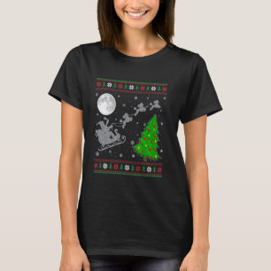 Lelijke Poedel Hond Xmas Verlichting Tree Santa Ri T-shirt