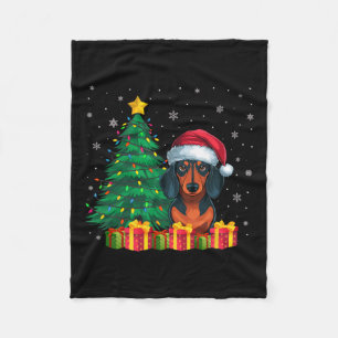 Lelijke Teckel Santa Hat Kerstverlichting Hondenli Fleece Deken