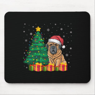 Lelijke Tibetaanse Mastiff Kerstmuts Kerstverlicht Muismat