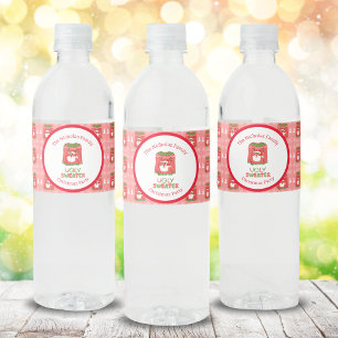 Lelijke trui Grappige rendieren Kerstfeest Waterfles Etiket