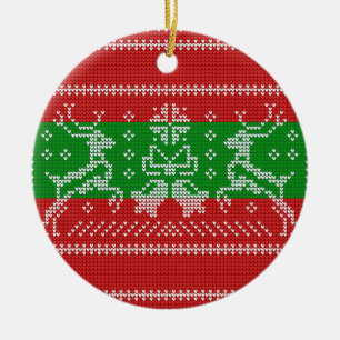 Lelijke trui jingle bells Xmas rendieren haakwerk Keramisch Ornament
