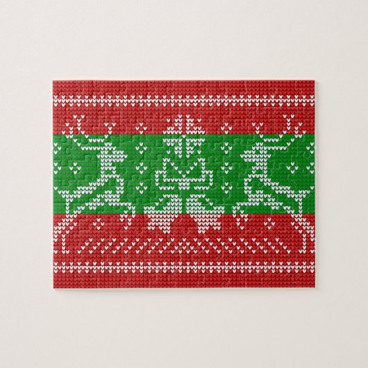 Lelijke trui jingle bells Xmas rendieren haakwerk Legpuzzel (Horizontaal)