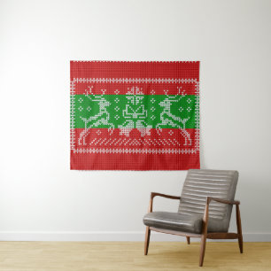 Lelijke trui jingle bells Xmas rendieren haakwerk Wandkleed