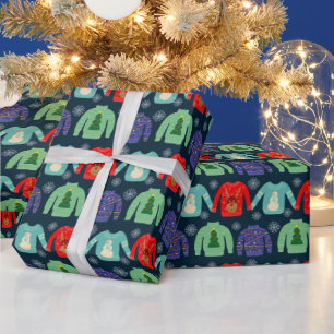 Lelijke trui kerst illustratie sneeuwvlokken cadeaupapier
