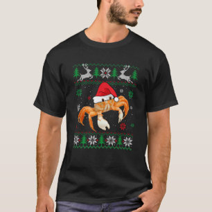 Lelijke trui kerst krab liefhebber santa hoed dier t-shirt