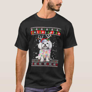 Lelijke trui Kerst Maltese Hond Puppy Xmas Paja T-shirt