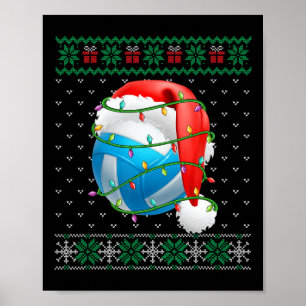 Lelijke Trui Kerst Pyjama Volleybal Xmas Light Poster