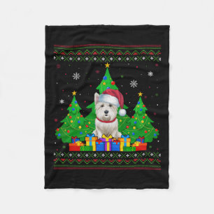 Lelijke Trui Kerstboom Kerstman Hoed Westie Hond X Fleece Deken