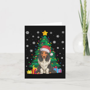 Lelijke trui Kerstboom Lichtjes Baard Collie Hond Kaart
