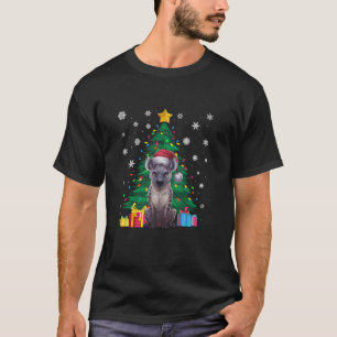 Lelijke Trui Kerstboom Lights Hyena Santa Hat T-shirt
