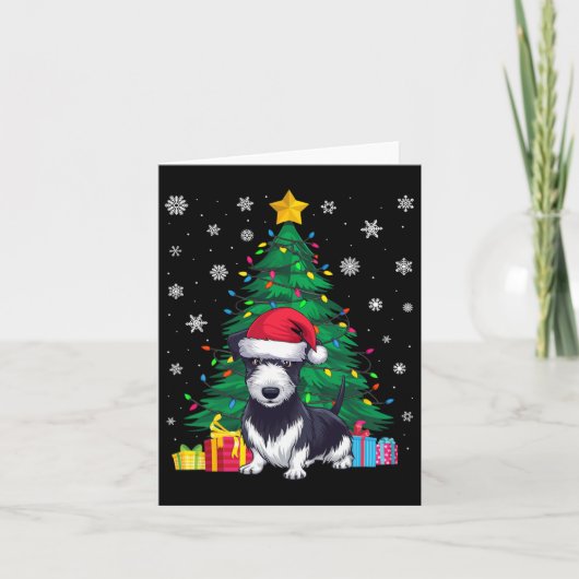 Lelijke Trui Kerstboom Lights Rat Terrier Hond Kaart (Voorkant)